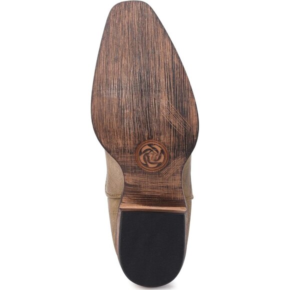 Women Camel Faux Leather Snip Toe Chunky Block Heel Embroidered Western Boot - Picture 5 of 5